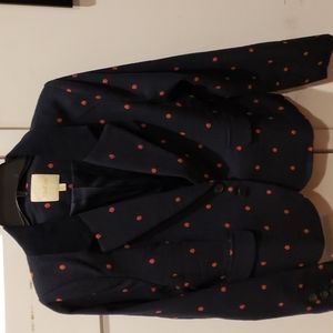Modcloth blazer navy with red dot pattern size L